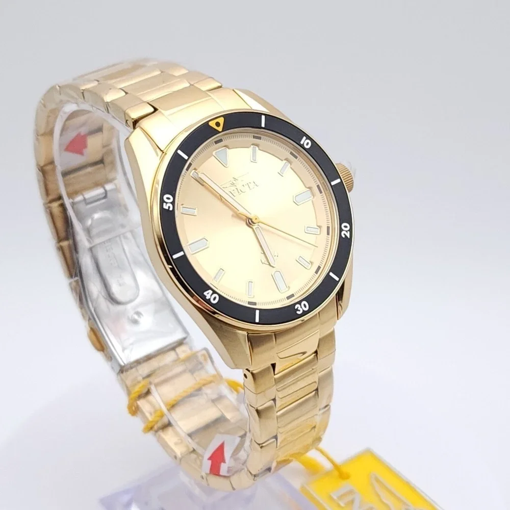 Invicta Ocean Voyage Men's Watch Gold Dial Black Bezel 39mm Steel‎ New